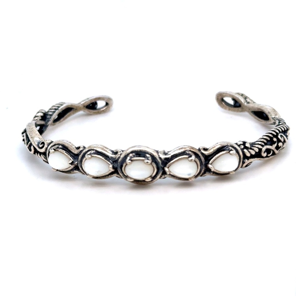 Carolyn Pollack Silver‎ Cuff Bracelet with White Mother Of Pearls
